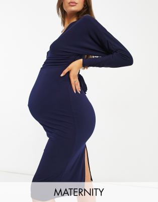 navy maternity bodycon dress