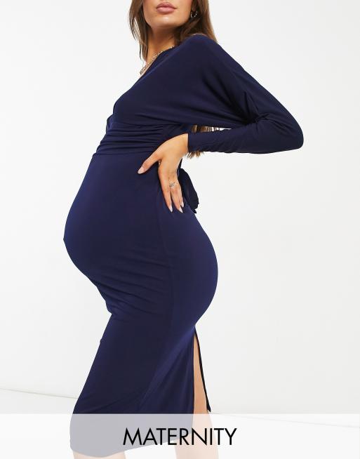 Queen Bee Maternity long sleeve bodycon dress in navy