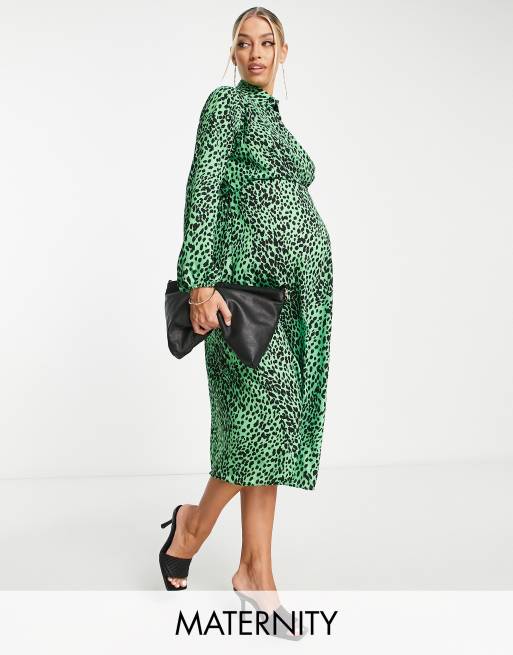 Asos green clearance animal print dress