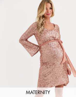 sequin skater dress with sleeves