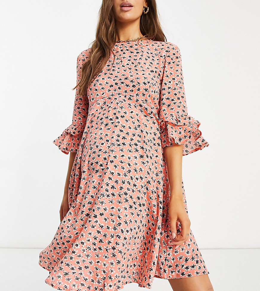 Queen Bee Maternity skater dress in ditsy floral-Red