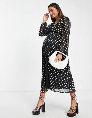 Queen Bee Maternity - Vestito a portafoglio nero con pannelli per l'allattamento  donna Nero - immagine2