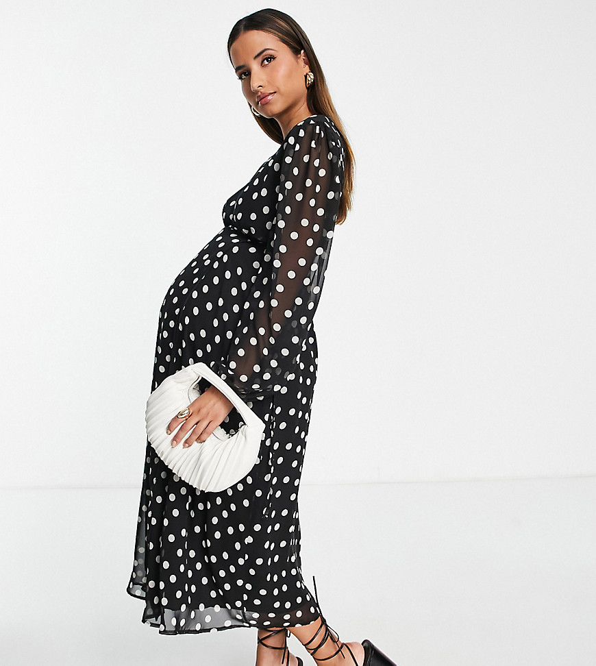 Queen Bee maternity wrap dress with nursing panels in black
