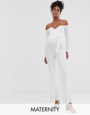 all white maternity jumpsuit