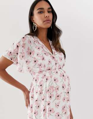 queen bee wrap front maxi dress in pink