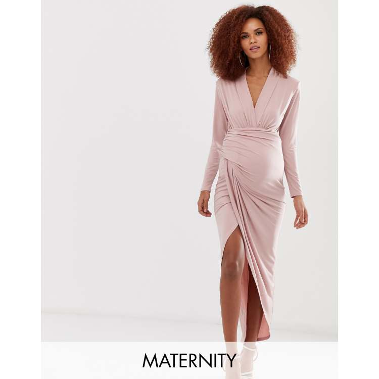 Queen bee wrap front sales maxi dress in pink