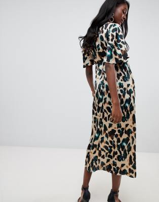 green leopard maxi dress