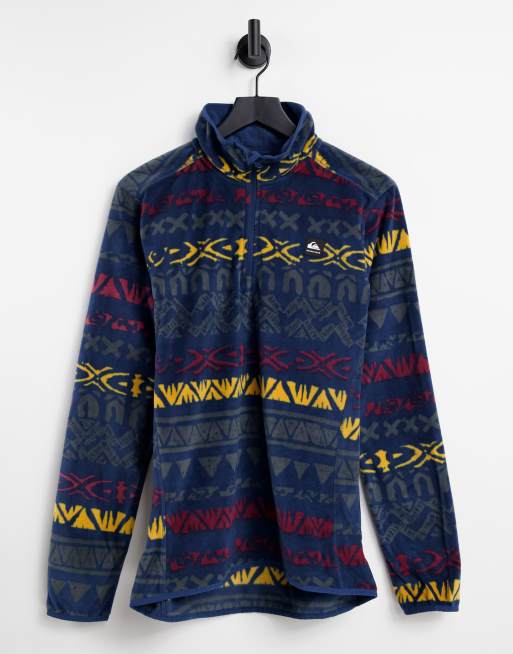 Quicksilver aker 1/4 zip fleece in blue 