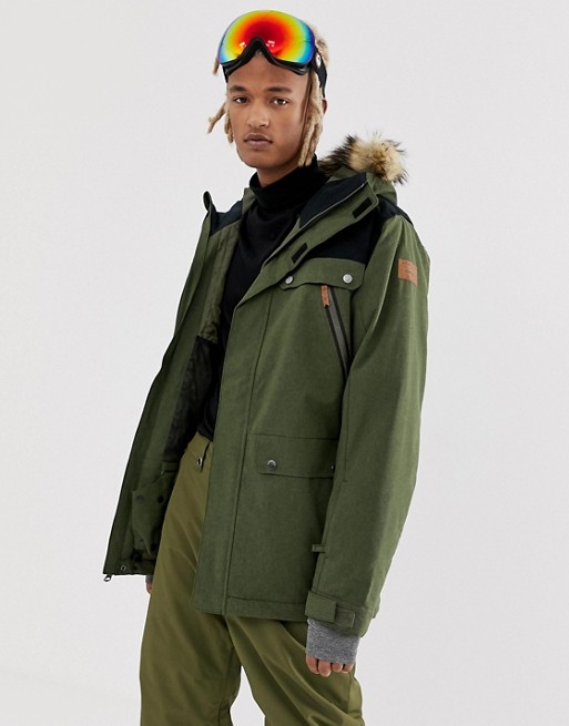 Quicksilver Selector hooded Ski jacket in khaki