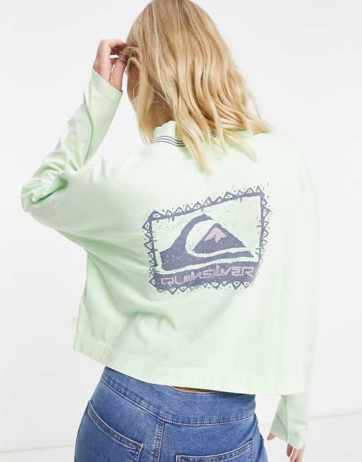 Quiksilver 90s cropped long sleeve t-shirt in green