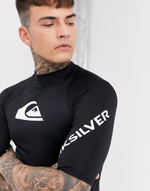 Quiksilver All Time short sleeve rash guard in black