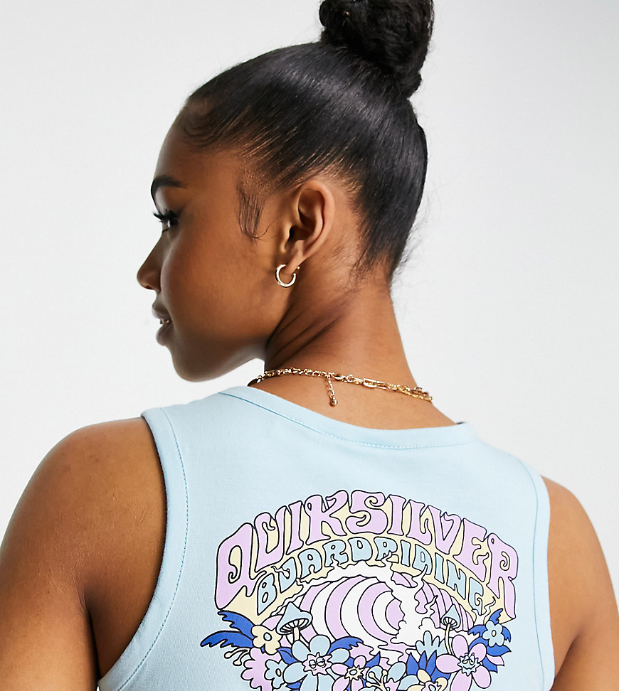 Quiksilver Back Print High Neck Tank Top In Blue Exclusive At Asos