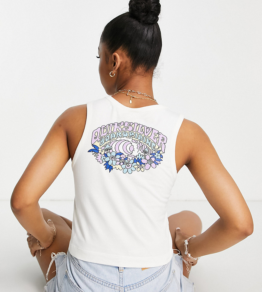 Back Print high neck tank top in cream Exclusive at ASOS-White