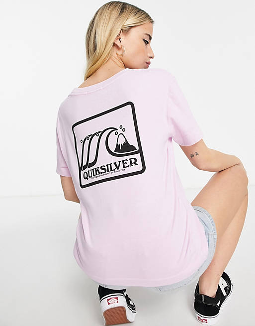 Quiksilver back print t-shirt in pink