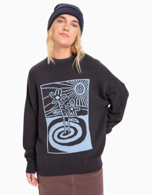 Quiksilver - Barnwell - Sweatshirt in Tarmac mit Rundhalsausschnitt-Schwarz