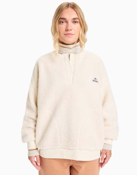 Quiksilver – Barranco – Oberteil aus Sherpa-Fleece in Schneeweiß - view 1