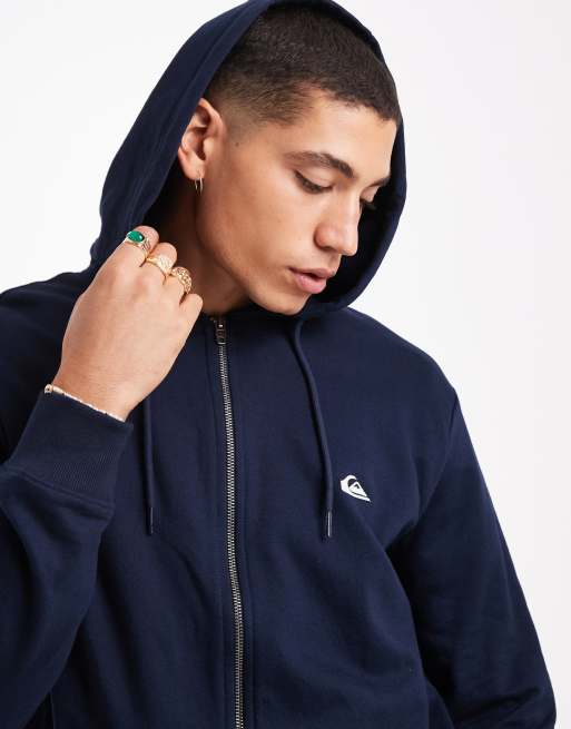 Quiksilver Basic zip full zip hoodie in blue, 3 of 4