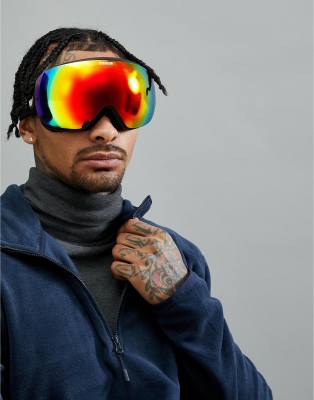 black reflective ski goggles