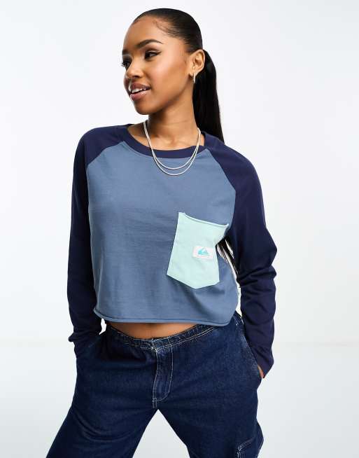Quiksilver block long sleeve t-shirt in blue