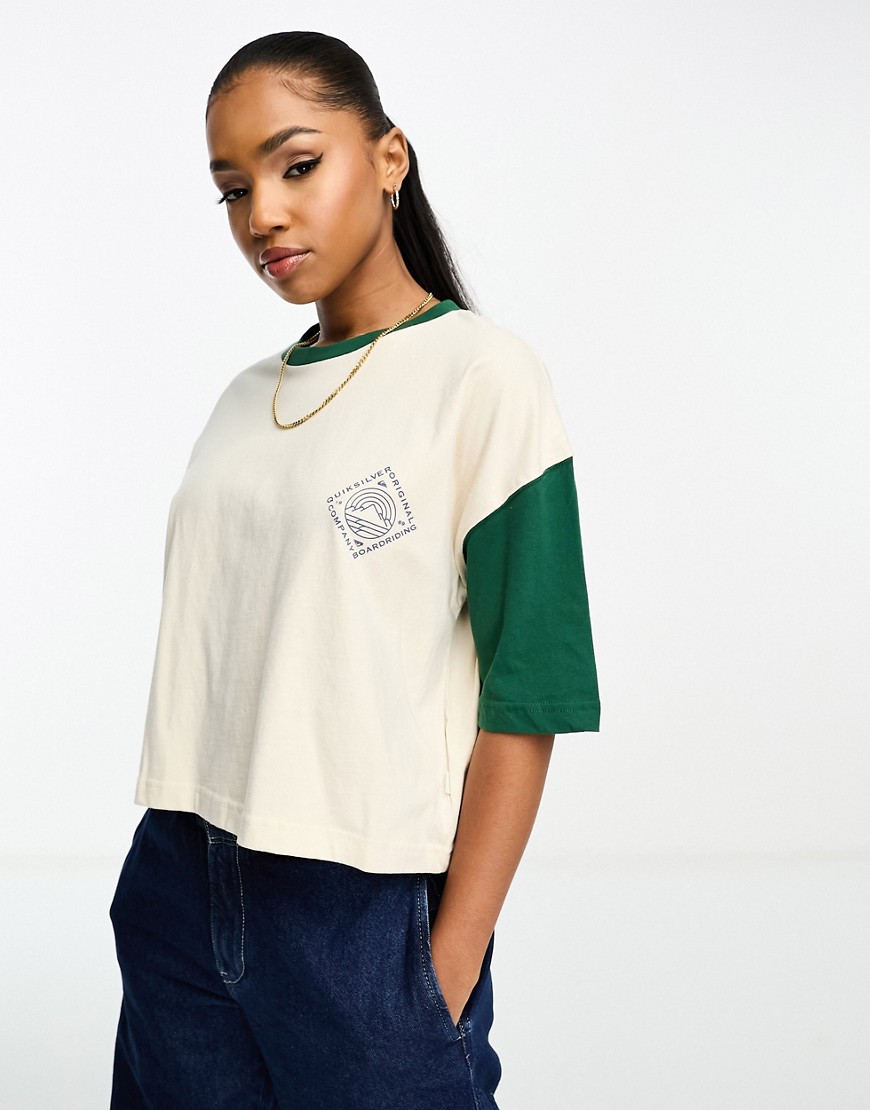 Quiksilver block t-shirt in off white