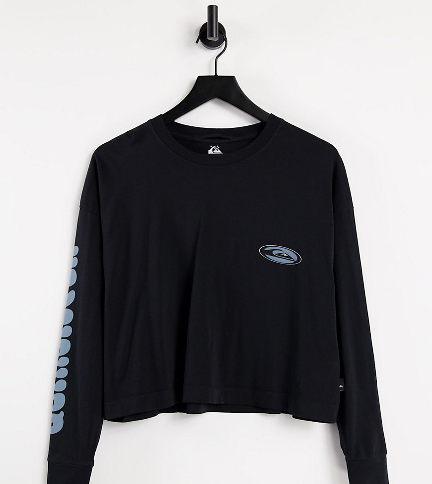 Quiksilver Bowl Session long sleeve cropped t-shirt in black Exclusive at ASOS