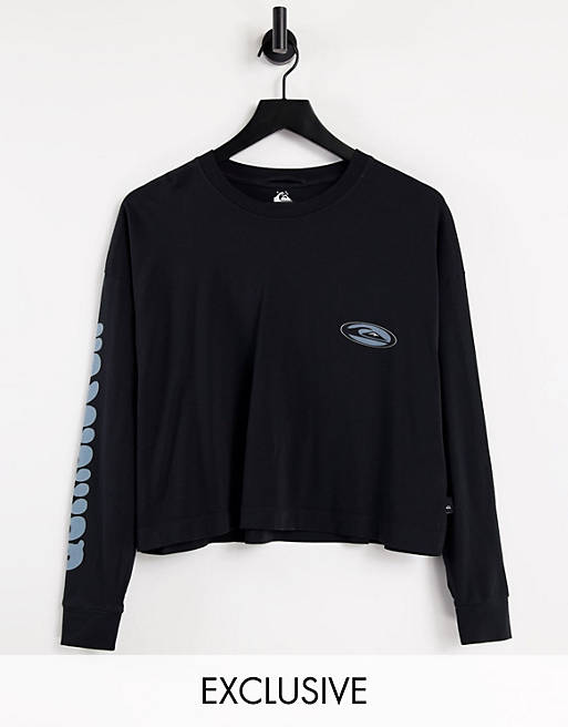 Quiksilver Bowl Session long sleeve cropped t-shirt in black Exclusive at ASOS