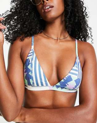 Quiksilver Classic Aztec bikini top in blue