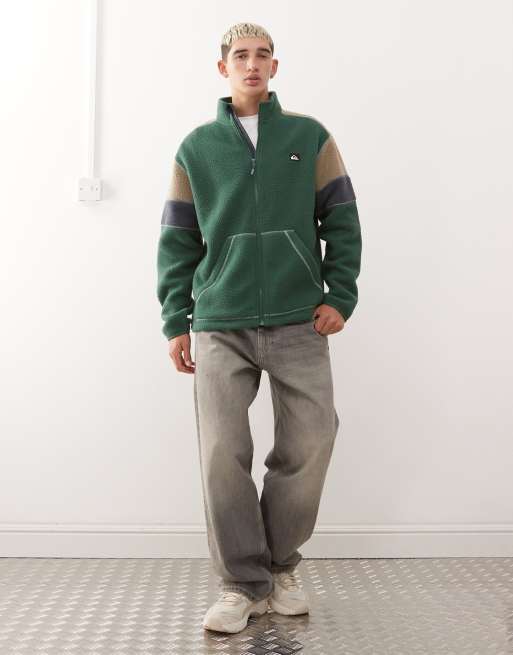 Quiksilver Clean coast block full zip fleece in trekking green, 2 of 5