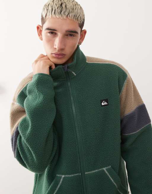 Quiksilver Clean coast block full zip fleece in trekking green, 5 of 5