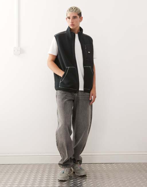 Quiksilver Clean coast gilet full zip fleece in black - BLACK, 2 of 5