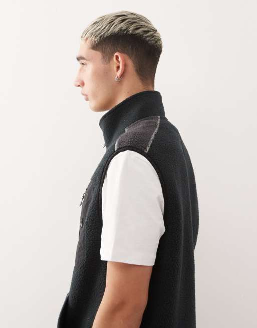 Quiksilver Clean coast gilet full zip fleece in black - BLACK, 4 of 5