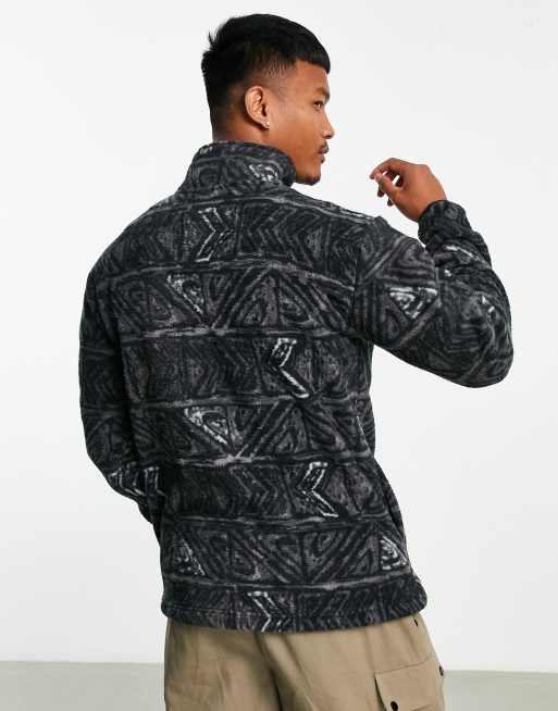 Quiksilver - Clean Coasts - Fleecetop met 1/4 rits en print in zwart, 2 van 4