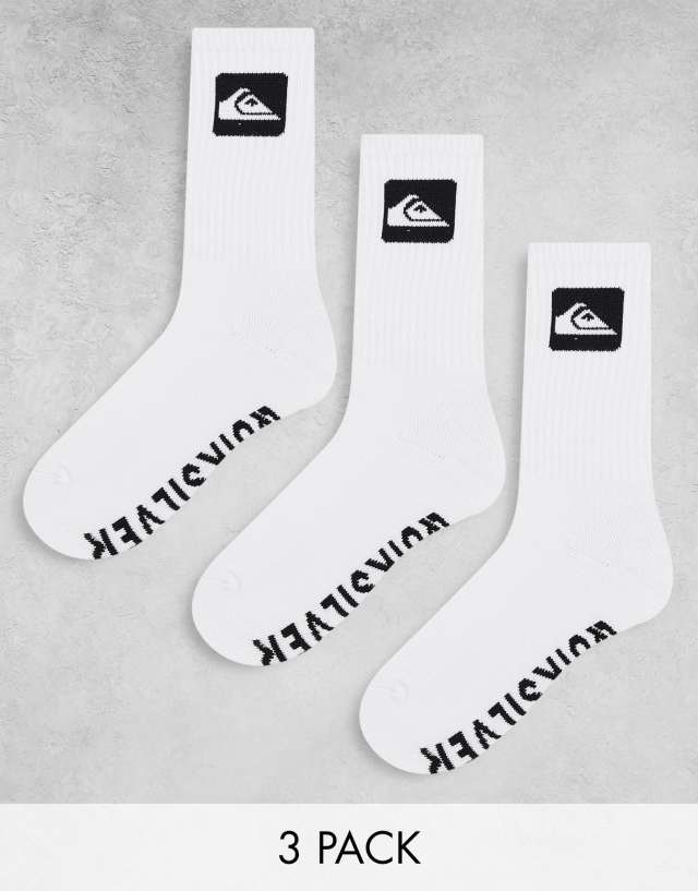 Quiksilver Crew 3 pack socks in white