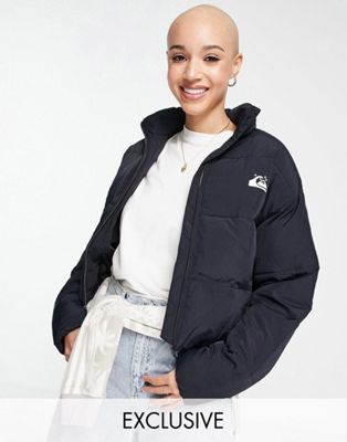 Quiksilver Cropped puffer jacket in black Exclusive at ASOS - ASOS Price Checker