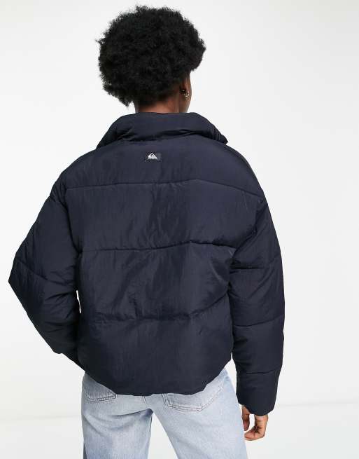 Quiksilver Cropped puffer jacket in black Exclusive to ASOS, 2 of 4