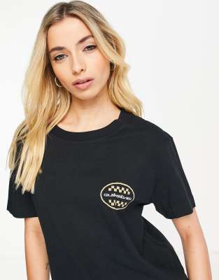 Quiksilver Cropped small logo cropped t-shirt in black - ASOS Price Checker