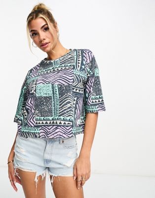 Quiksilver cropped t-shirt in multi