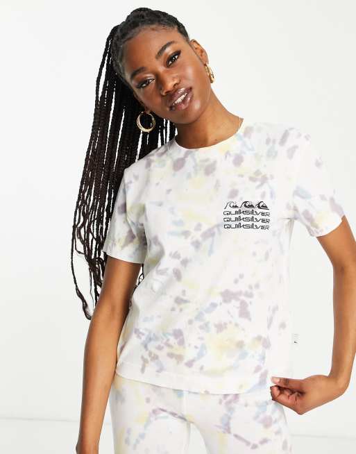 Quiksilver - Cropped tie-dye T-shirt in roze, 3 van 4