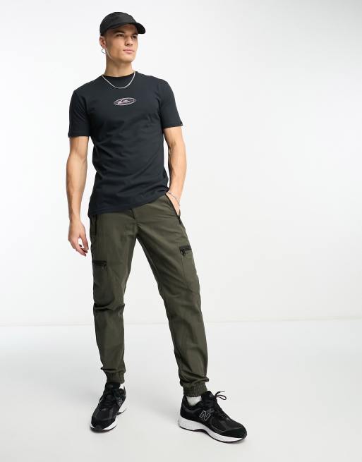 Quiksilver – Czarny T-shirt z owalnym logo, 4 z 4