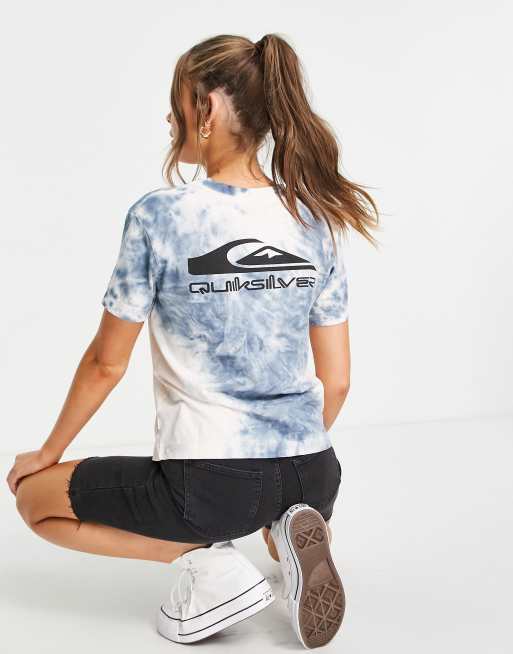 Quiksilver – Daily Sessions – Blå batikmönstrad t-shirt i kort design, 3 av 4