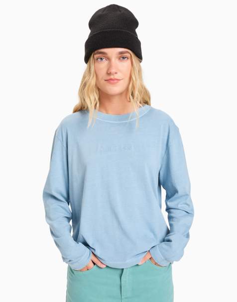 Quiksilver – Essential – Langärmliges T-Shirt in Ashley-Blau - view 1