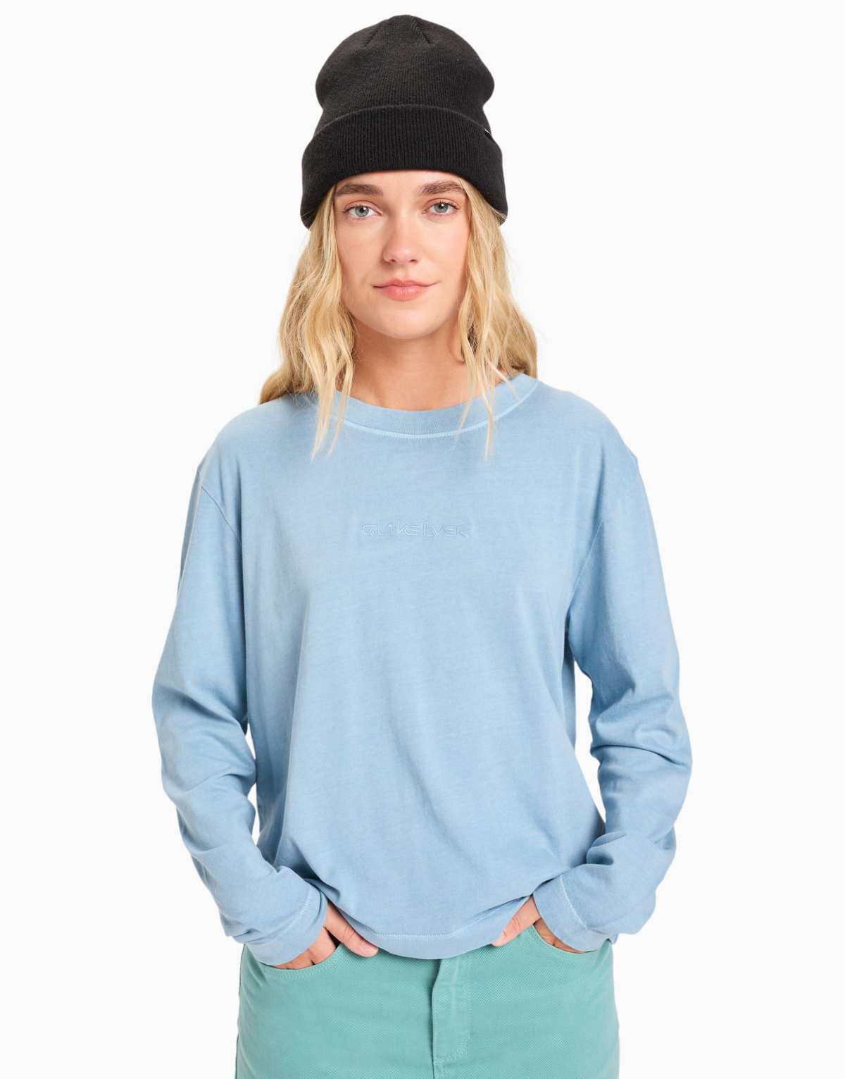 Quiksilver Essential long sleeve t-shirt in ashley blue