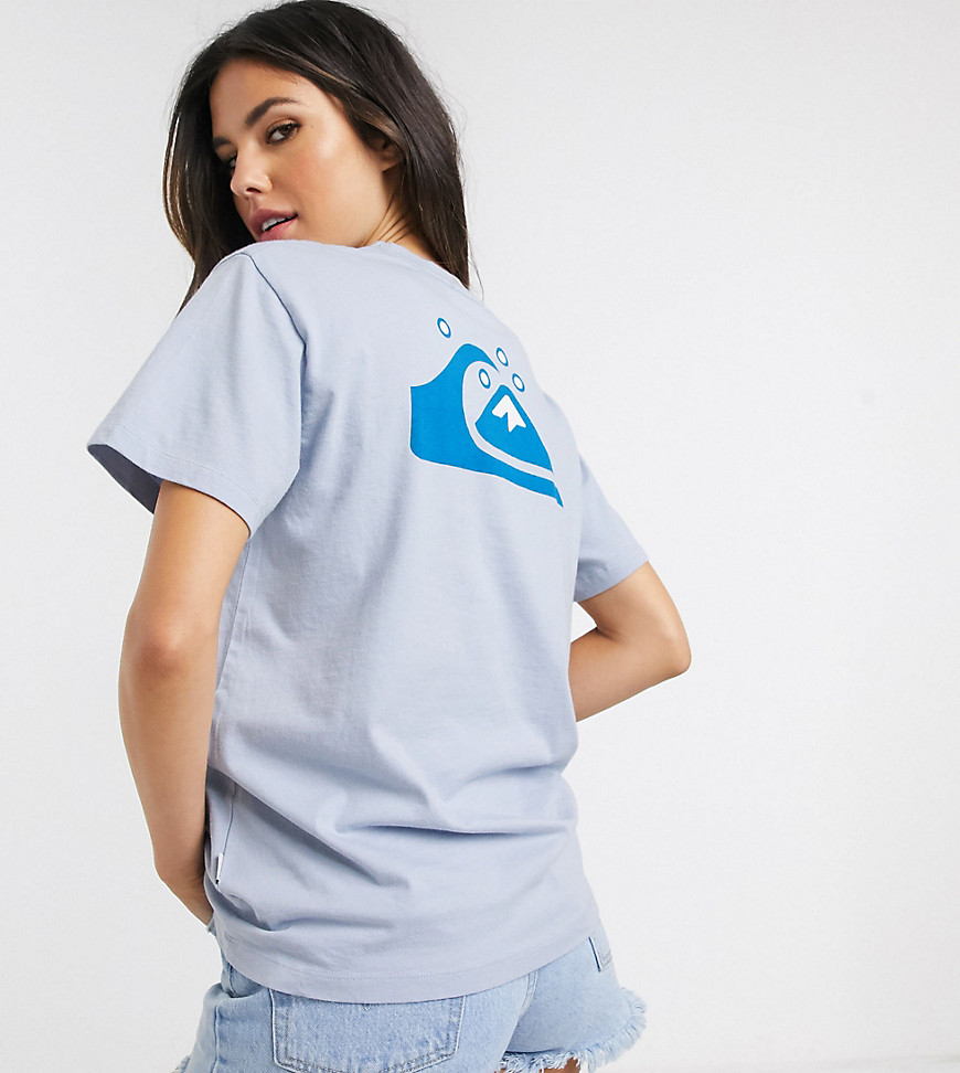 Quiksilver - Exclusieve T-shirt met print op de achterkant in blauw op ASOS