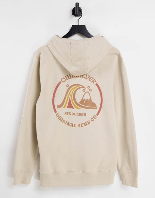 Quiksilver - Felpa con cappuccio beige con logo a specchio