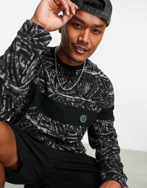 Quiksilver Flame On pattern fleece sweatshirt in black