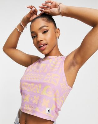 Quiksilver Floral high neck tank top in pink Exclusive at ASOS