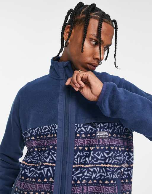 Quiksilver – Go First – Granatowa bluza polarowa z zapięciem na zamek i i azteckim wzorem