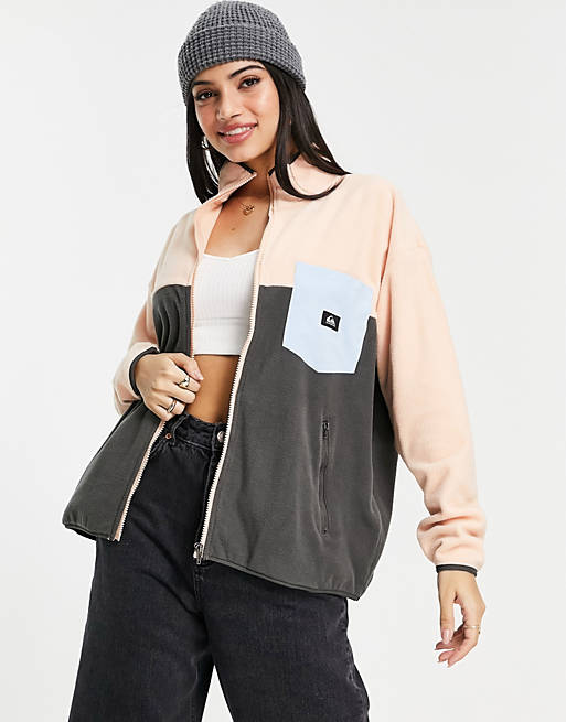 Women Quiksilver Heritage Thrift full zip fleece in pink 