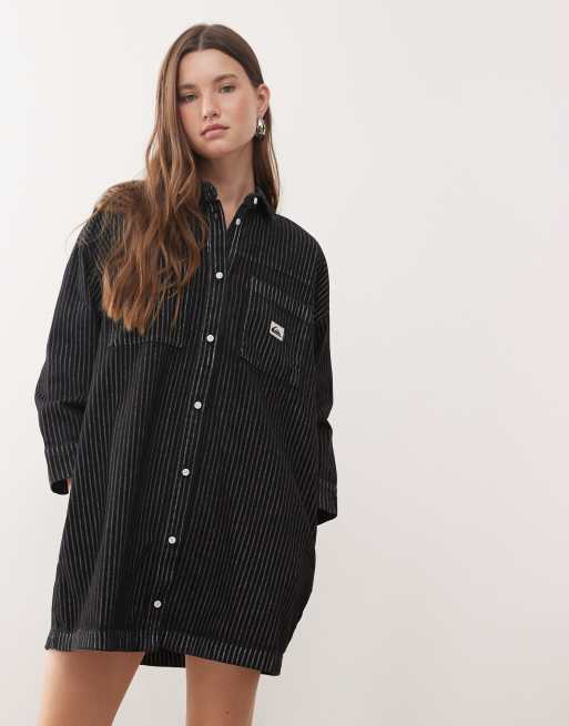 Quiksilver Iced age woven long sleeve mini dress in tarmac, 3 of 4