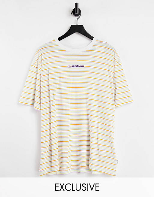 Quiksilver Iconic Year rainbow t-shirt in orange Exclusive at ASOS